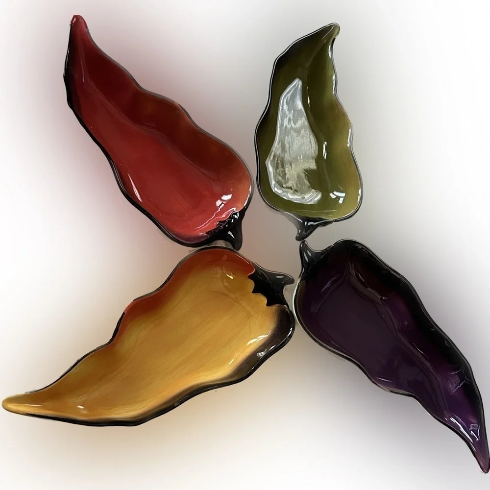 50%offw❤️ CLAY ART 4Pepper Salsa/Dip Bowls Mexican Party appetizer hors d'oeuvre